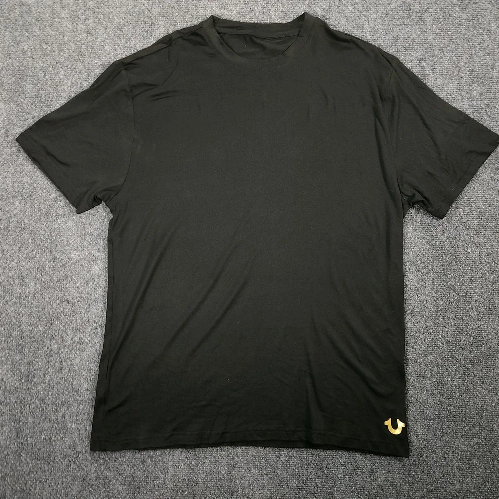 True Religion Sleepwear T Shirt Mens Large Black Logo Quick Dry Moisture Wicking